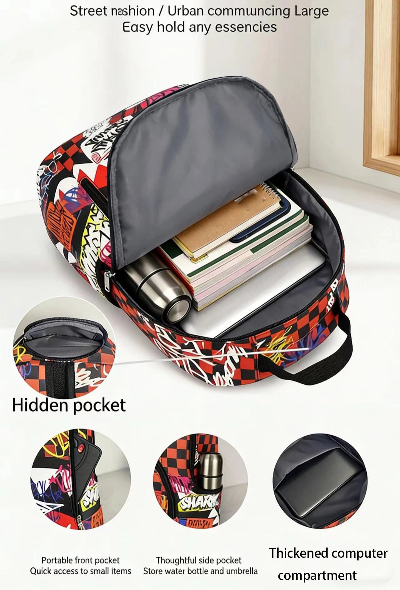 Trendy Shark Mouth Backpack for Men & Women – Large Capacity Laptop Travel & Commuter Bag, Stylish Gift for Kids & Adults