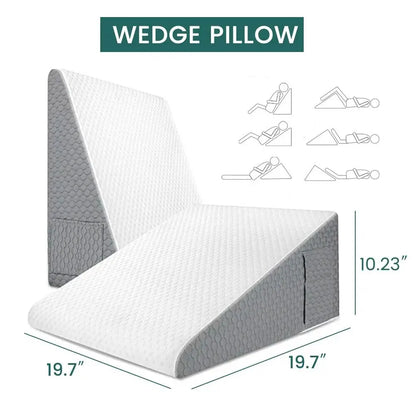 Memory Foam Wedge Pillow: Triangle Elevated Pillow for Sleeping, Acid Reflux, After Surgery - Bedside, Dormitory, Office Use
