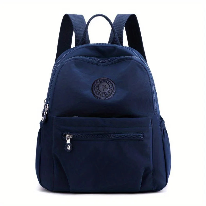 Solid Color Nylon Backpack - Lightweight, Fashion Daypack for Work and Travel, Luggage-Hangable School Bag