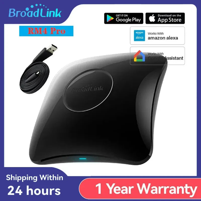 Broadlink RM4 Pro Universal Smart Remote – IR/RF/WiFi Control, Works with Alexa & Google Home