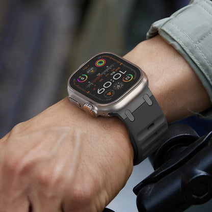 Sport Silicone & Stainless Steel Strap for Apple Watch — Fits Ultra 2 & Series 10/9/8/7/SE (44–49mm)