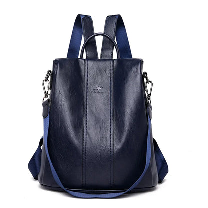 Anti-Theft Leather Backpack for Women - Vintage Shoulder Bag, High Capacity Travel and School Backpack, Mochila Feminina