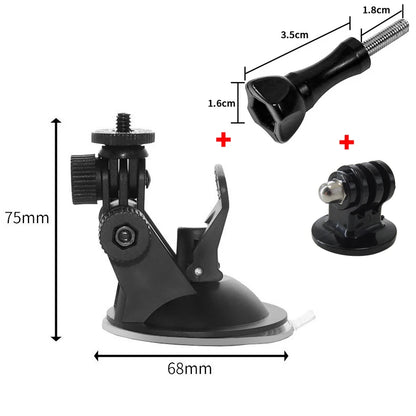 Suction Cup Car Mount with Tripod Adapter — Phone & GoPro Holder for Action Cameras