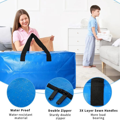 Large Moving Storage Bags - Heavy-Duty Zippered Totes with Carry Handles for Space-Saving Storage