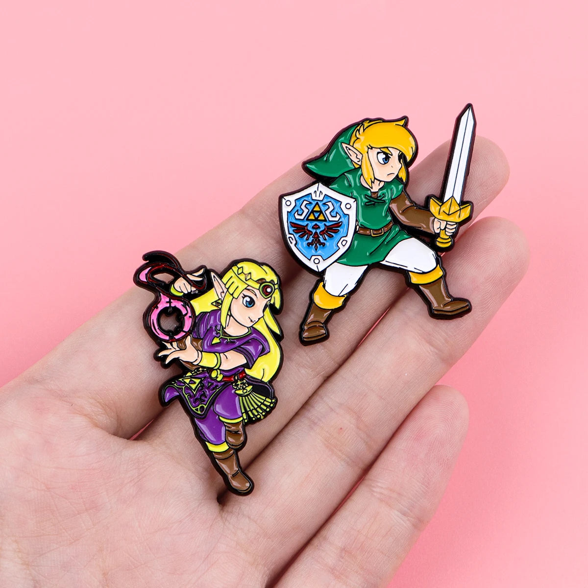 2-Piece Game Character Enamel Pin Set - Cartoon Brooches for Backpacks, Hats, Cosplay, and Fan Gifts