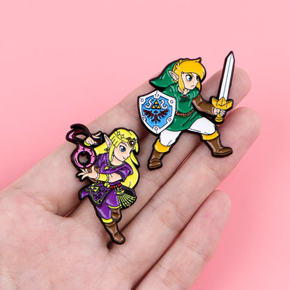 2-Piece Game Character Enamel Pin Set - Cartoon Brooches for Backpacks, Hats, Cosplay, and Fan Gifts