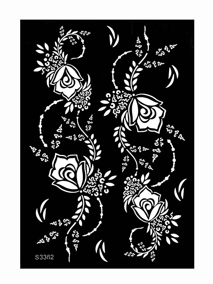 Reusable Henna Stencil Templates for Hand & Body – Floral Tattoo Stencils for Women, Weddings & Festivals Body Art Makeup Tools