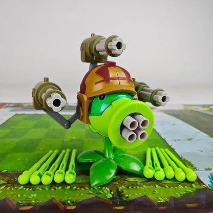 Plants vs Zombies Gatling Pea Shooter & Egyptian Zombie Toy Set – Full Game Scene Figures for Kids Gift