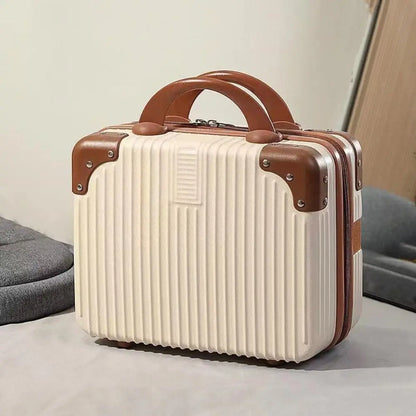 14-Inch Mini Travel Suitcase Cosmetic Box - Hand Luggage Organizer with Password Lock, Small Makeup Case for Boarding