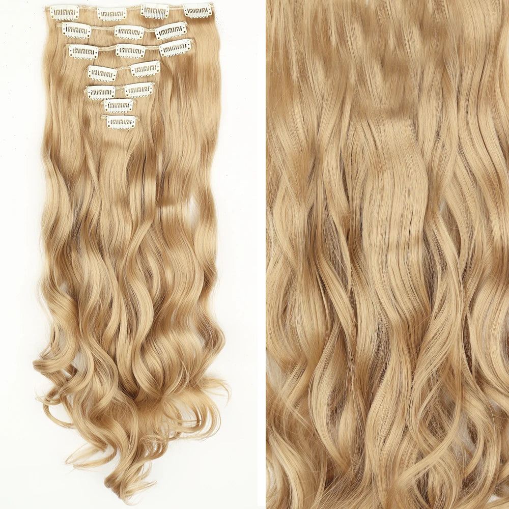 Women’s 7Pcs Hair Extensions with 16 Clips – Natural Black Straight Ombre Hairpiece