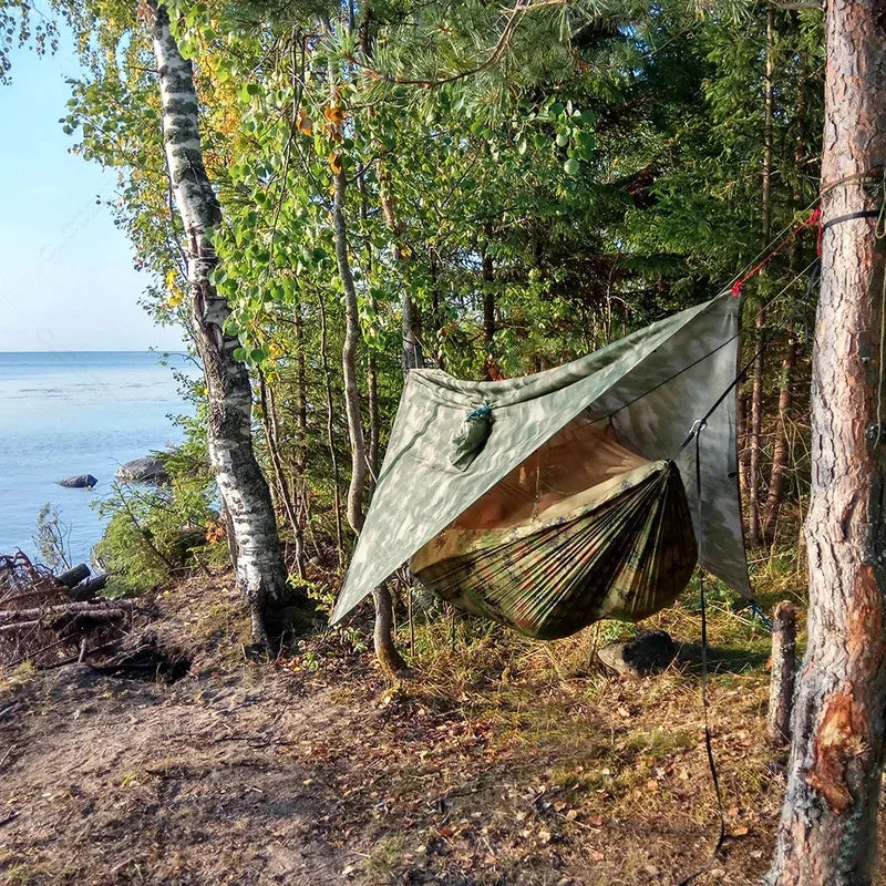 Camping Hammock with Mosquito Net - Waterproof Portable Outdoor Sleeping Shelter for Hiking & Travel