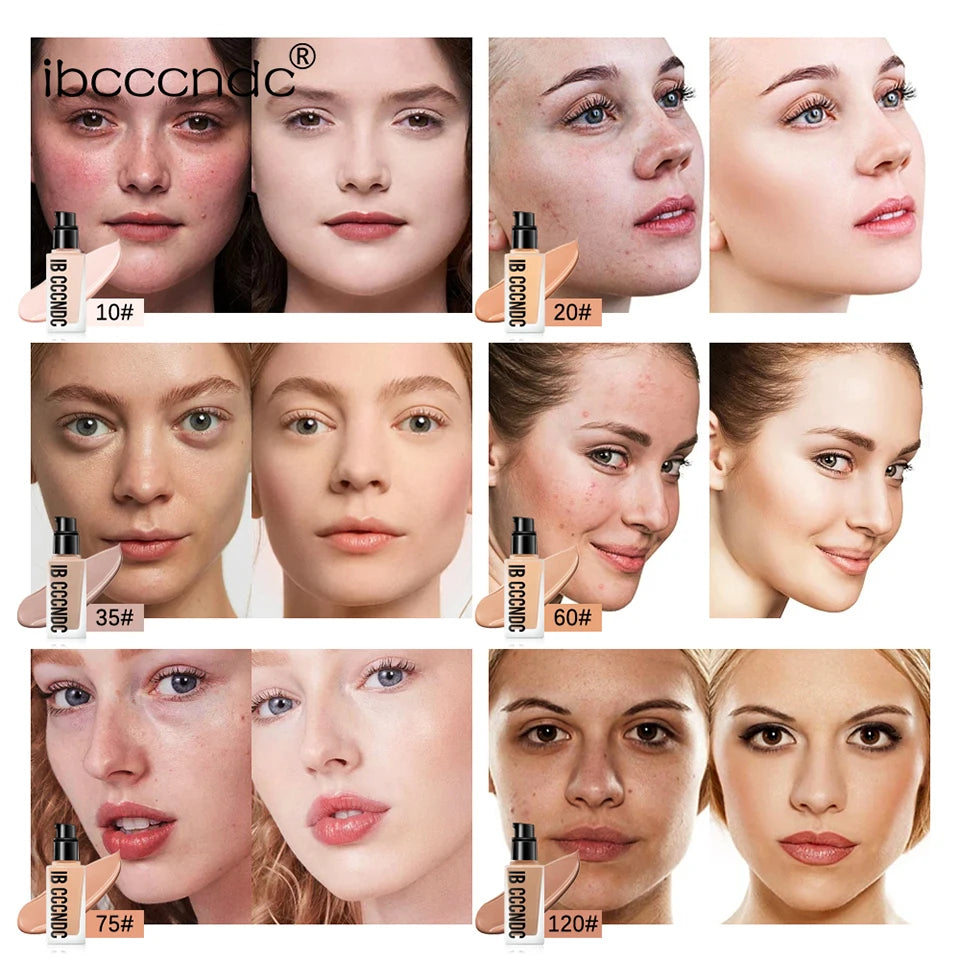 Flawless All-Day Waterproof Concealer & Foundation – 6-Color Full Coverage Moisturizing Makeup for Women