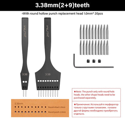 WUTA 3G Replaceable Leather Punch Heads – Diamond, Olive & Round Hole Pricking Irons for DIY Leathercraft