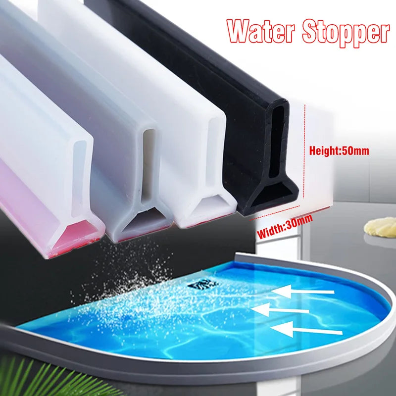 50mm Flexible Shower Water Dam - Bendable Bathroom Barrier for Wet-Dry Separation and Flood Prevention