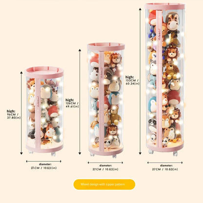 Transparent Doll & Plush Toy Storage Box — DIY Zipper Organizer Tube for Kids’ Toys, Christmas Gift, and Home Use