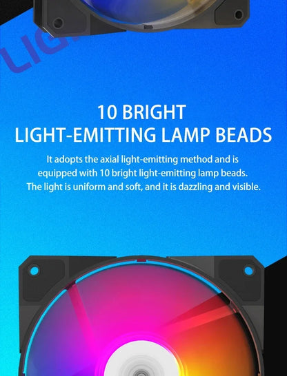 TEUCER P16 120mm RGB PC Case Fan – Silent 4-Pin CPU Cooler with Rainbow Lighting