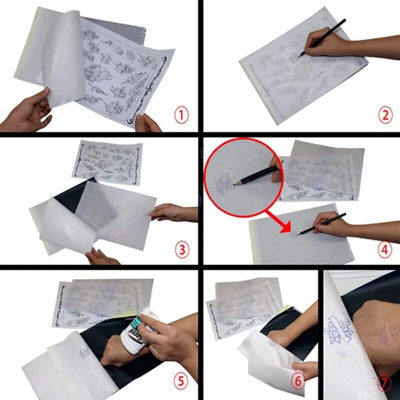 5/10PCS A4 Tattoo Transfer Paper: Carbon Thermal Transfer Tattoo Stencil Copy Tracing Paper - Tattoo Supplies Accessory