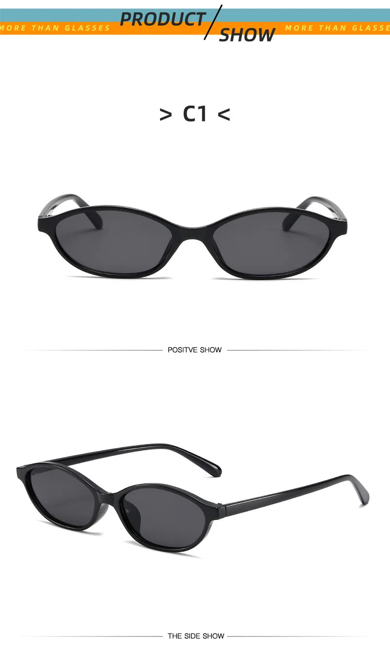 Retro Oval Frame Sunglasses — Trendy Small Frame Punk Cat Eye Sunshade Glasses, Personalized Fashion Sun Protection Eyewear