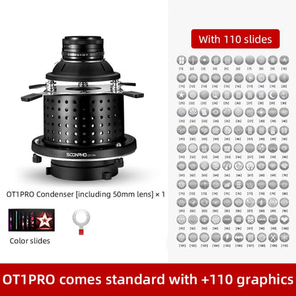 Soonpho OT1 PRO Bowens Mount Optical Snoot – 50mm/85mm/150mm Lenses for Graphic Art Effects, Godox Lighting Flash