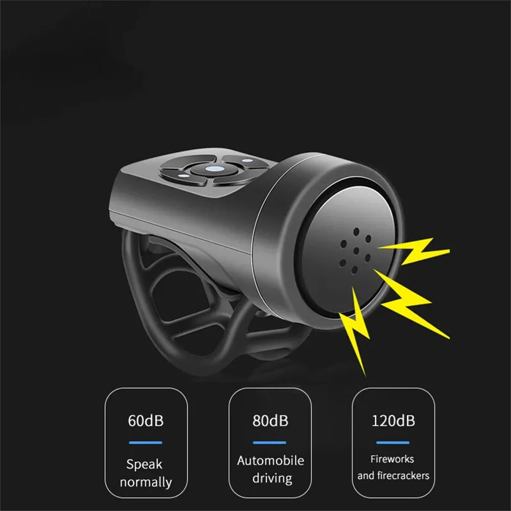 USB Rechargeable Electric Bike Bell & Motorcycle Horn – 4 Modes Mountain Bicycle Anti-Theft Alarm Cycling Accessory with Loud Sound Alert