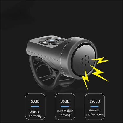 USB Rechargeable Electric Bike Bell & Motorcycle Horn – 4 Modes Mountain Bicycle Anti-Theft Alarm Cycling Accessory with Loud Sound Alert