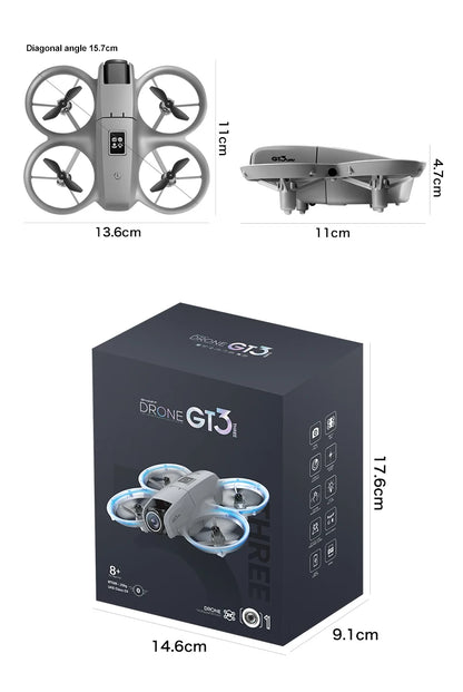 GT3 8K GPS Drone – Professional Foldable Quadcopter with 180° Dual HD Cameras, 5G WiFi, Obstacle Avoidance & Brushless Motors