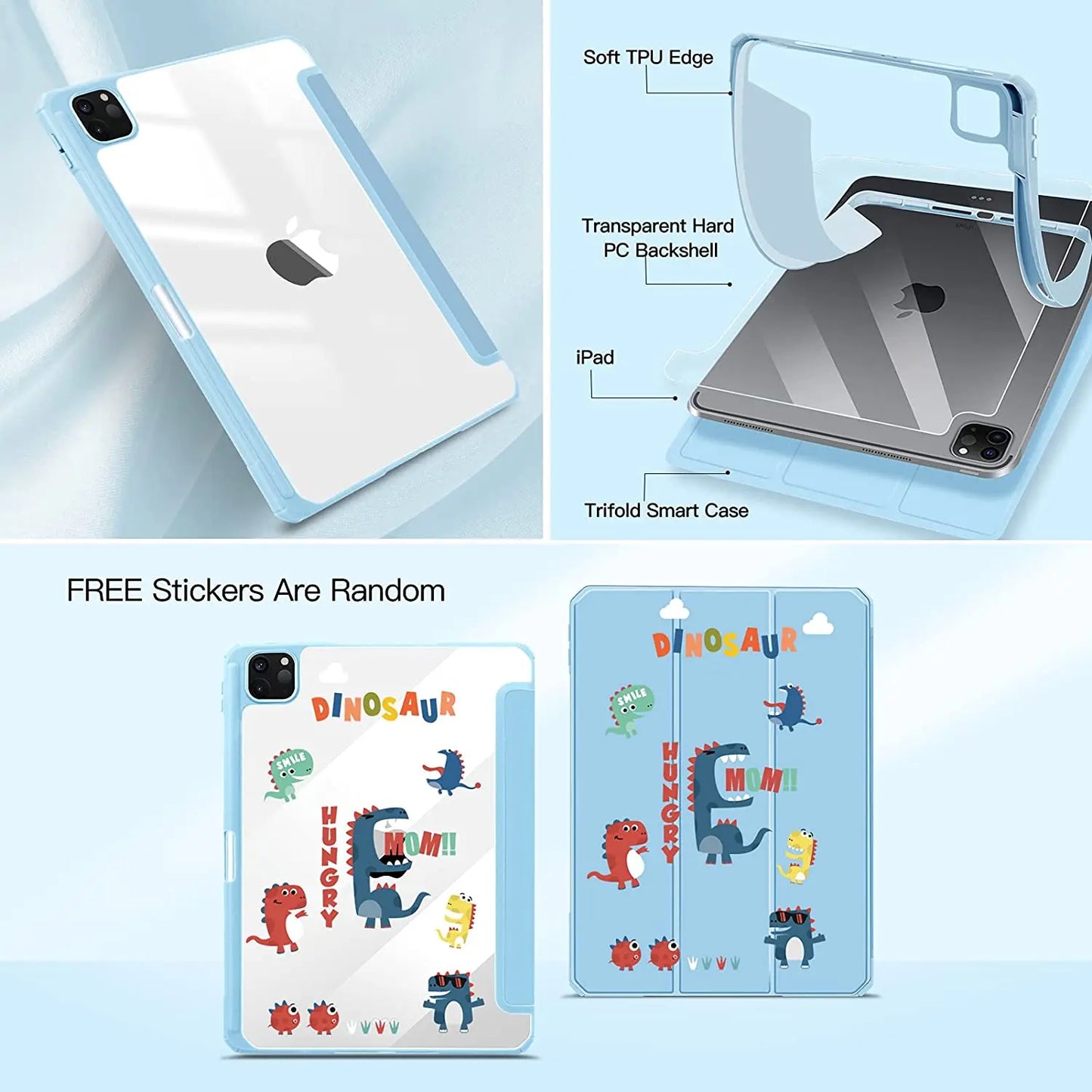 Clear iPad Case with Pencil Holder: Compatible with iPad 10.2 7th/8th/9th Gen, iPad Pro 11/12.9 2022, iPad Air 4/5 - Protective Cover