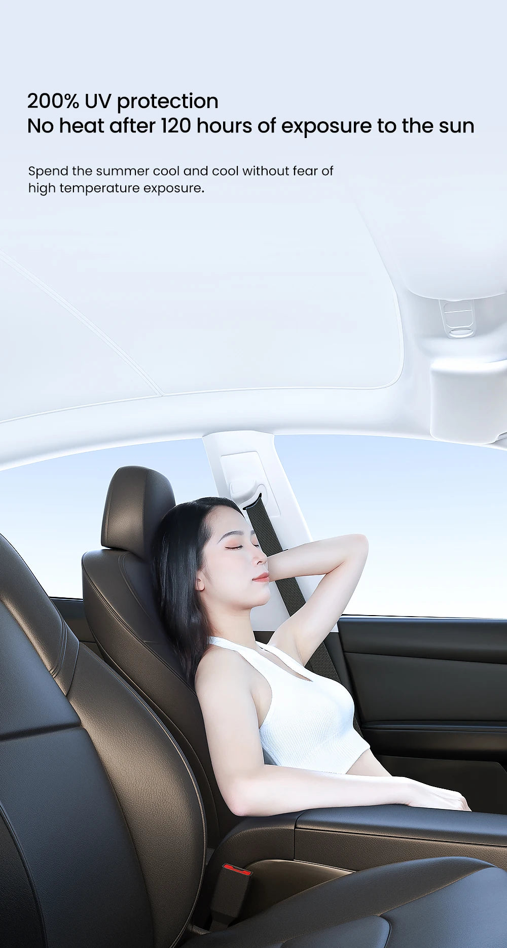 YZ Sun Visor Upgrade for Tesla Model 3 & Y Highland 2021-2024 – Ice Cloth Buckle Sunshade for Glass Roof & Skylight