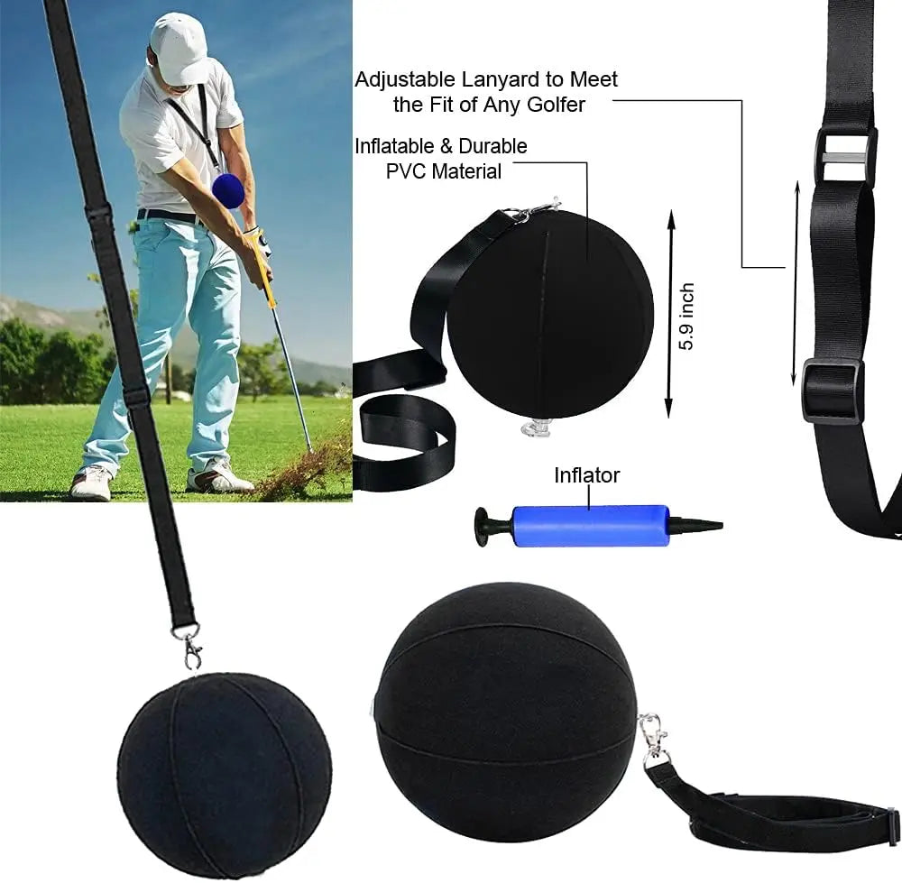 Golf Swing Training Aid Set – Arm Band, Smart Impact Ball & Pump for Posture Correction
