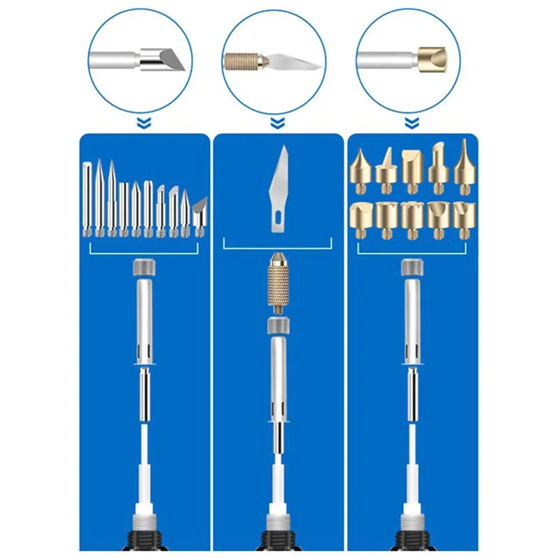 Wood Burning Pyrography Pen Kit – Adjustable Temperature Electric Soldering & Embossing Tool, EU 60