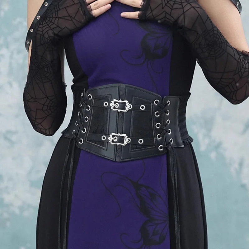 Plus Size Lace Corset Belt - Women's Elastic Stretch Goth Punk Waistband for Dresses & Outfits