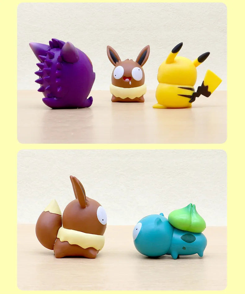 8PCS Pokémon Kawaii Big Eye Action Figures – Pikachu, Charmander, Bulbasaur Funny GK Toy Set for Kids Christmas Gift