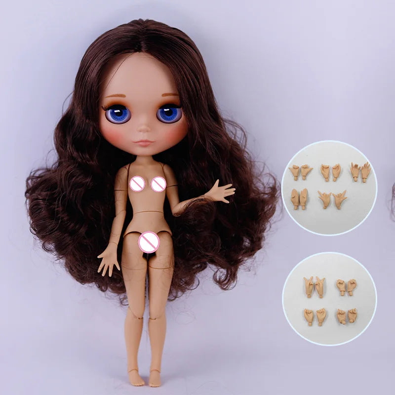 ICY DBS Blythe Doll – Tan Skin Matte Face with Eyebrows, 1/6 BJD Joint Body, Anime Christmas Gift