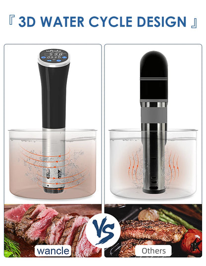 Wancle 1100W Sous Vide Cooker - LCD Touch Immersion Circulator, Accurate Cooking, IPX7 Waterproof with Digital Display