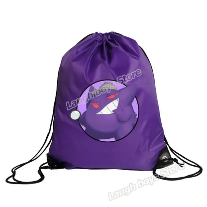 Pokémon Drawstring Tote Bag — Pikachu Character Print, Large Capacity Waterproof Backpack for Kids’ Shopping & Gift