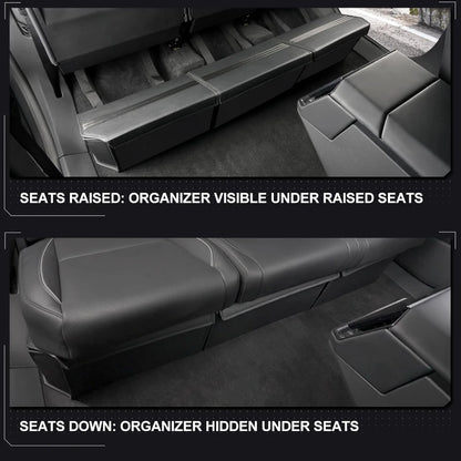 Tesla Cybertruck 2024 Rear Under Seat Storage Box 3-Piece Set Leather Organizer Auto Interior Accessories Underseat Storage Tray