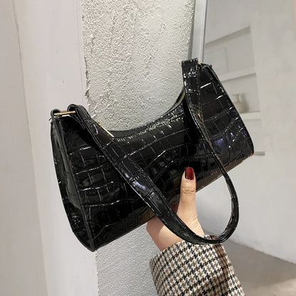 Retro Alligator Pattern PU Leather Handbag for Women – Small Shoulder & Clutch Tote Purse