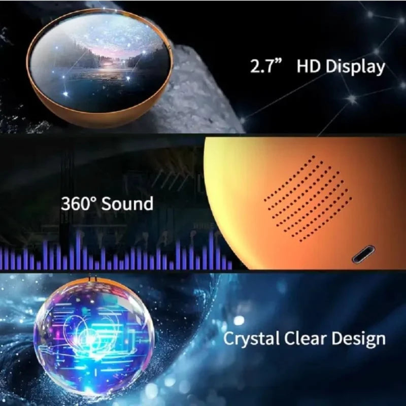 Customizable Video Glass Ball Lamp — DIY Spherical Pixel Display with Detachable Video & Sound Game Screen