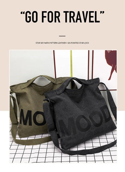 Women’s Tote Bag – Casual Canvas, Large Capacity Designer Handbag, Letters Shoulder & Crossbody Luxury Big Shopper Bag