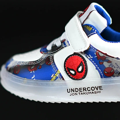Disney LED Light Kids Shoes – Breathable Spiderman Sneakers for Boys & Girls, Cartoon Casual Sport Footwear