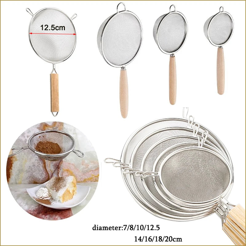 1–3pcs Stainless Steel Kitchen Flour & Juice Sieve – Handheld Mesh Strainer for Baking, Soy Milk & Oil
