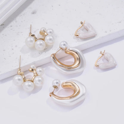 3-Piece Pearl Heart Hoop Earrings Set — Vintage Elegant Trendy Earrings for Women, Perfect Jewelry Gift