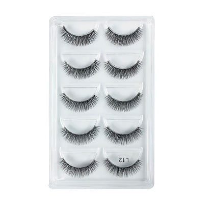 5 Pairs Manga Style Cosplay False Eyelashes – Soft Natural Short Mink Strip Lashes with Clear Band