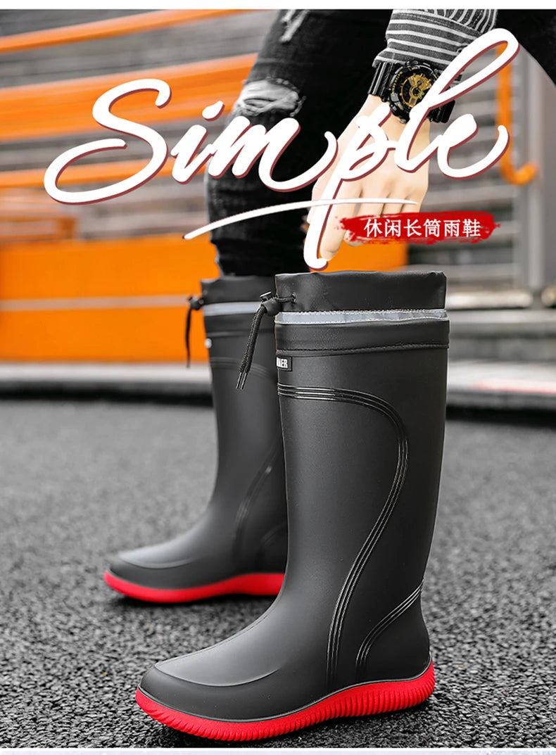 Men’s Waterproof Rain Shoes – Four-Season Non-Slip Soft Sole Outdoor Work & Water Boots