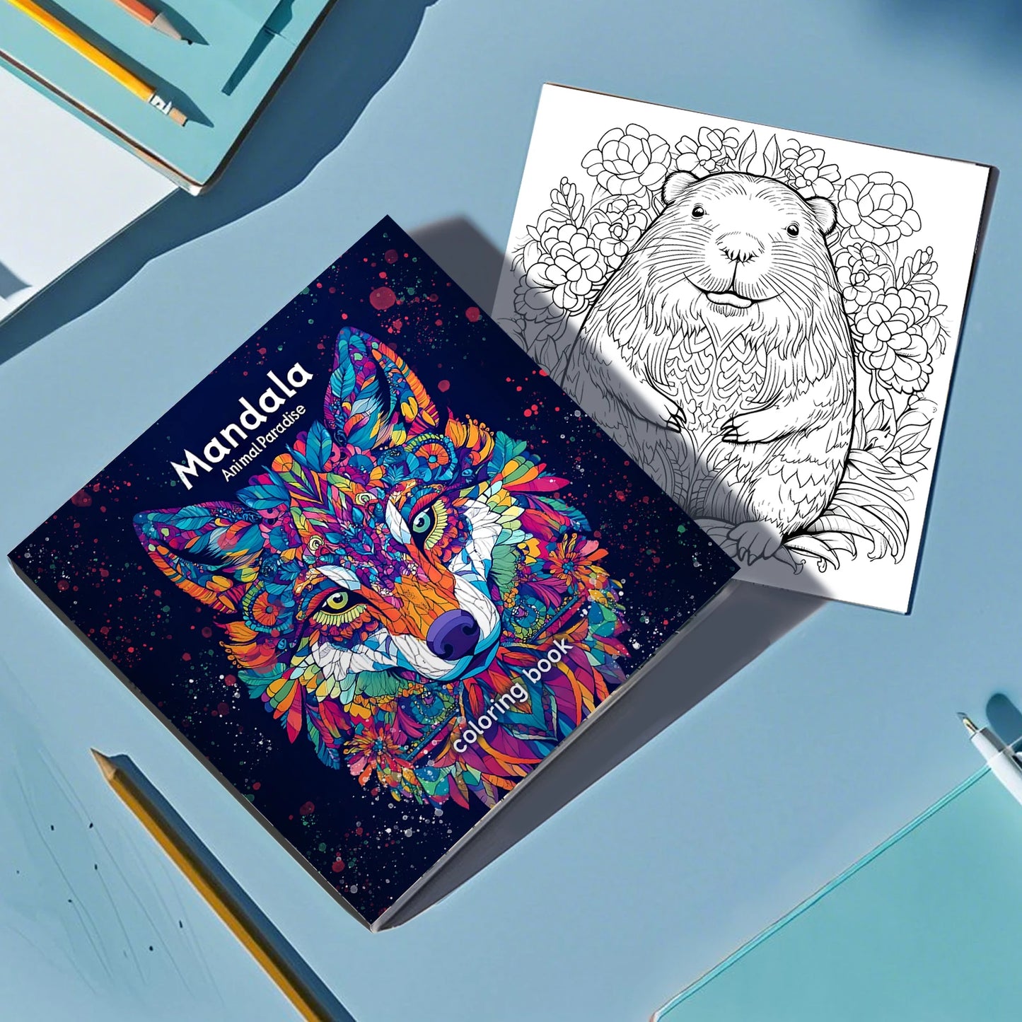 24-Page Mandala Animals Coloring Book - Creative Art & Stress Relief Activity Book for Adults, Gifts & Parties