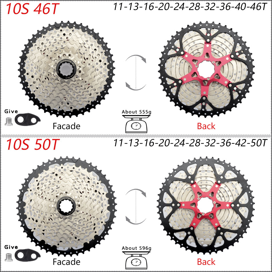 SUNSHINE Bicycle Cassette 8-12 Speed Freewheel - 32T to 52T Sprocket for Shimano/SRAM HG Flywheel