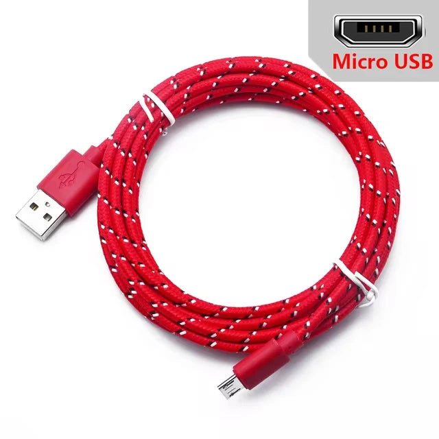 2.4A Micro USB Cable – Nylon Braided 0.5m/1m/2m/3m for Data Sync & Charging, Compatible with Samsung, Huawei, Xiaomi, Android