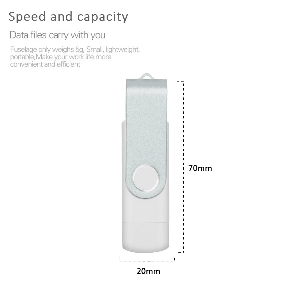 360° Rotating Type-C USB 3.0 Flash Drive – 2-in-1 High-Speed Pen Drive 16GB to 128GB, Multi-Format Compatible