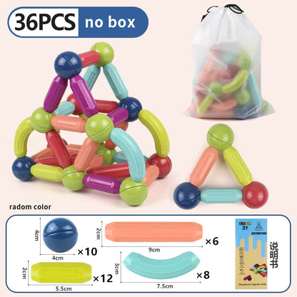 Magnetic Building Blocks Set – Montessori Educational Stick & Rod Constructor Toys for Kids Boys & Girls