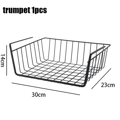 Multipurpose Hanging Closet Storage Basket — Metal Organizer for Kitchen Cabinets, Desks, and Home Use